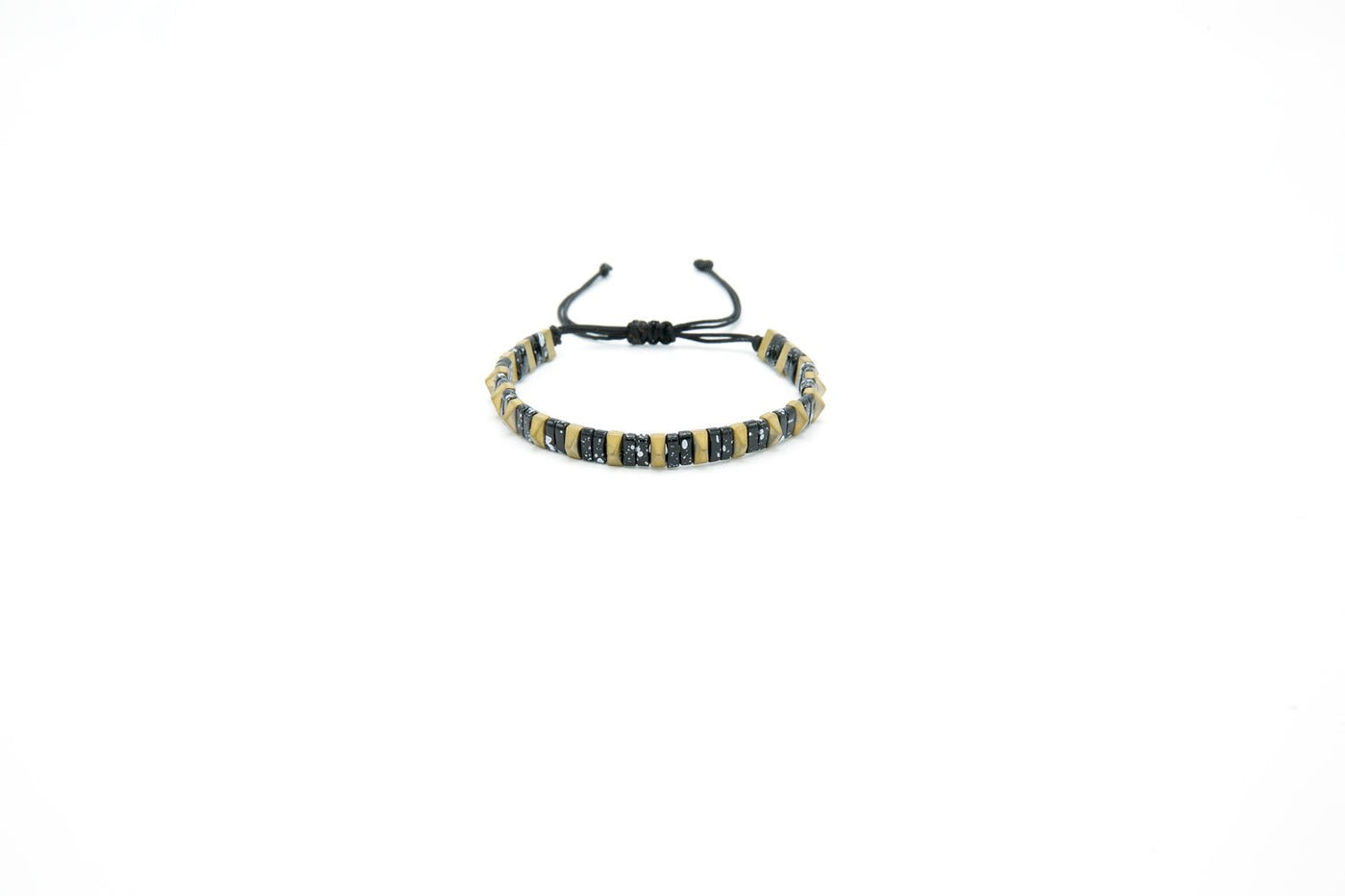 Men’s Natural Stone Beaded Bracelet, Set of 3 Bracelets with Gemstone Hematite Beaded Bracelet, Tiger Eye Bracelet, Leather Bracelet - Ozzell London