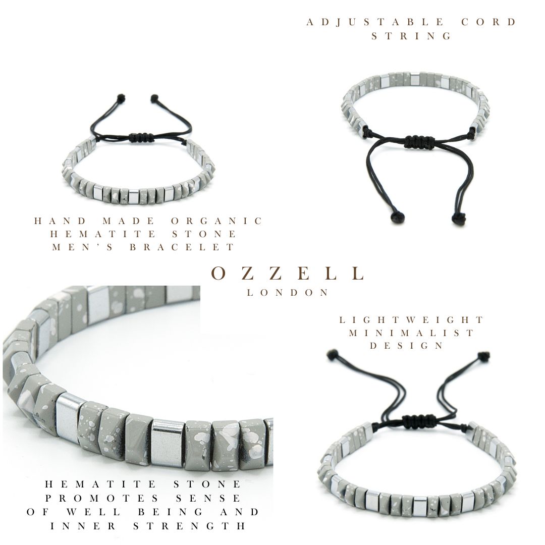 Adjustable Hematite Accent Bracelet - Ozzell London