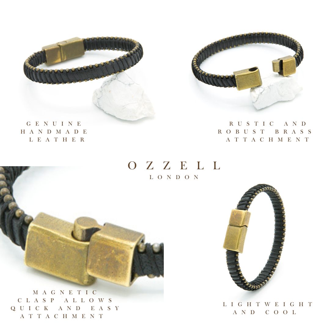 Men's Gold-Tipped Leather Bracelet - Ozzell London