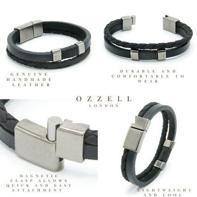 Men's Braided Rope Leather Bracelet - Ozzell London