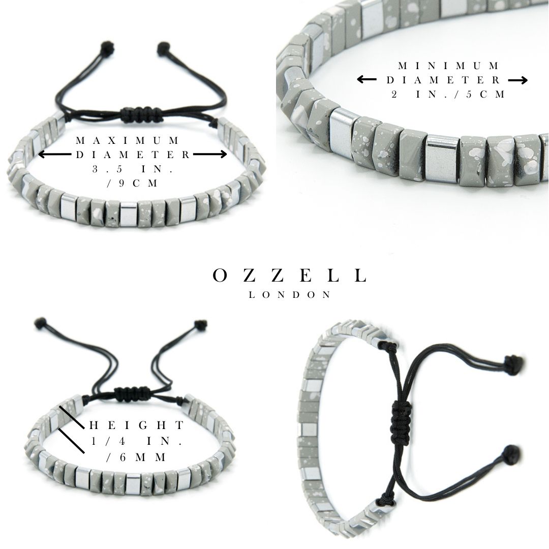 Adjustable Hematite Accent Bracelet - Ozzell London