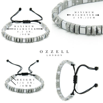 Adjustable Hematite Accent Bracelet - Ozzell London