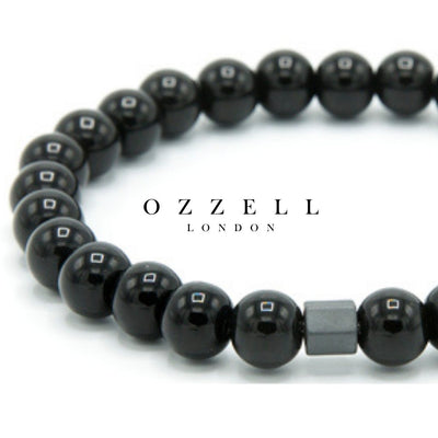 Black Hematite Elastic Beaded Bracelet - Ozzell London