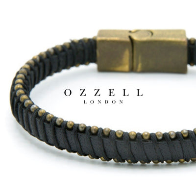 Men's Gold-Tipped Leather Bracelet - Ozzell London