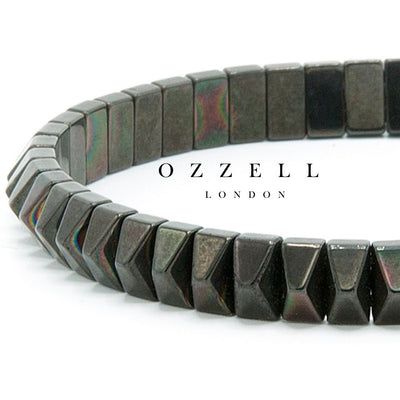 6mm Natural Men's Black Hematite Pyramid Stone Adjustable Spiritual Healing Bracelet Fathers Day Anniversary Gift - Ozzell London