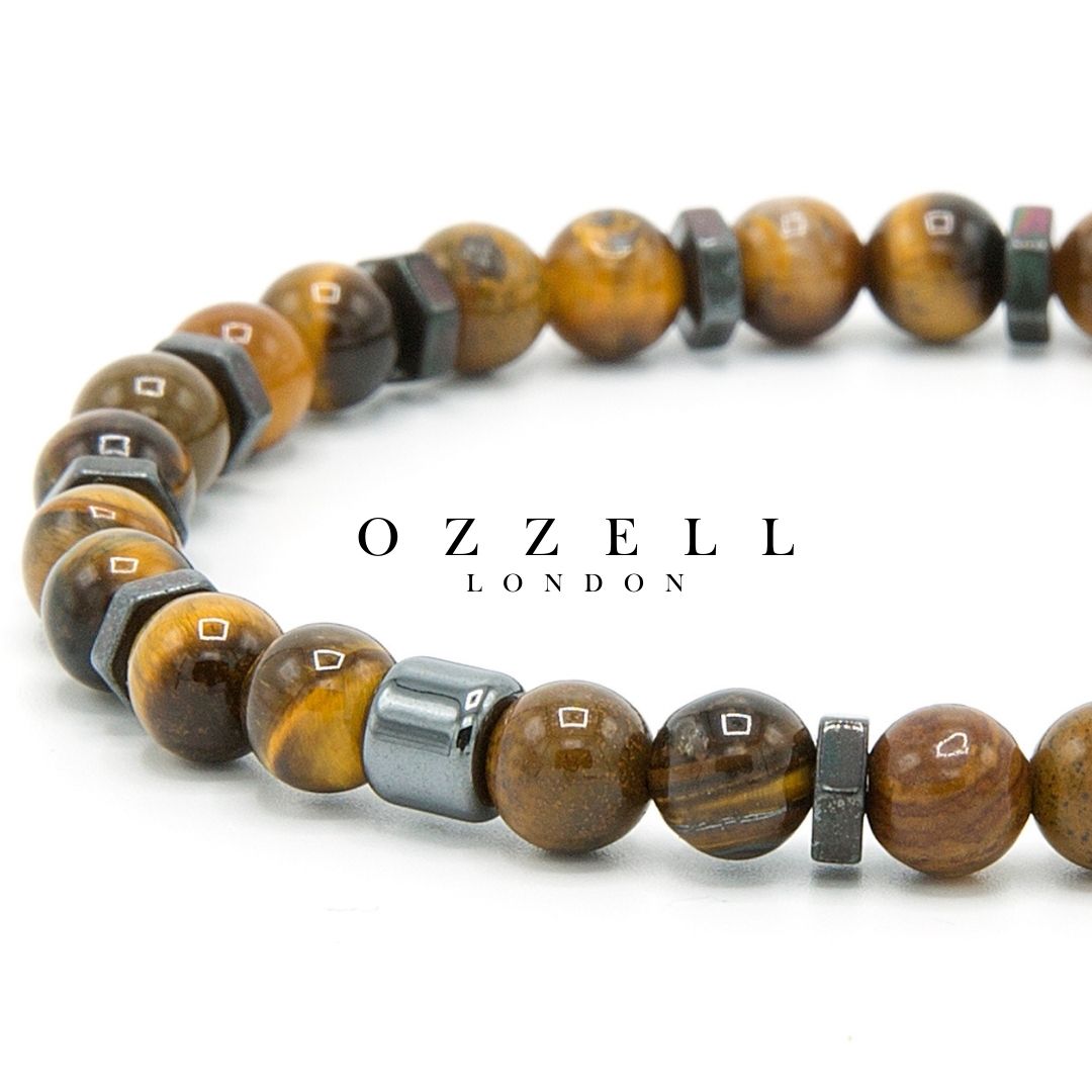 6mm Tiger Eye Stone Elastic Bracelet Spiritual Insight Anniversary Birthday Gift - Ozzell London