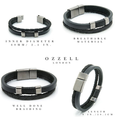 Men's Braided Rope Leather Bracelet - Ozzell London