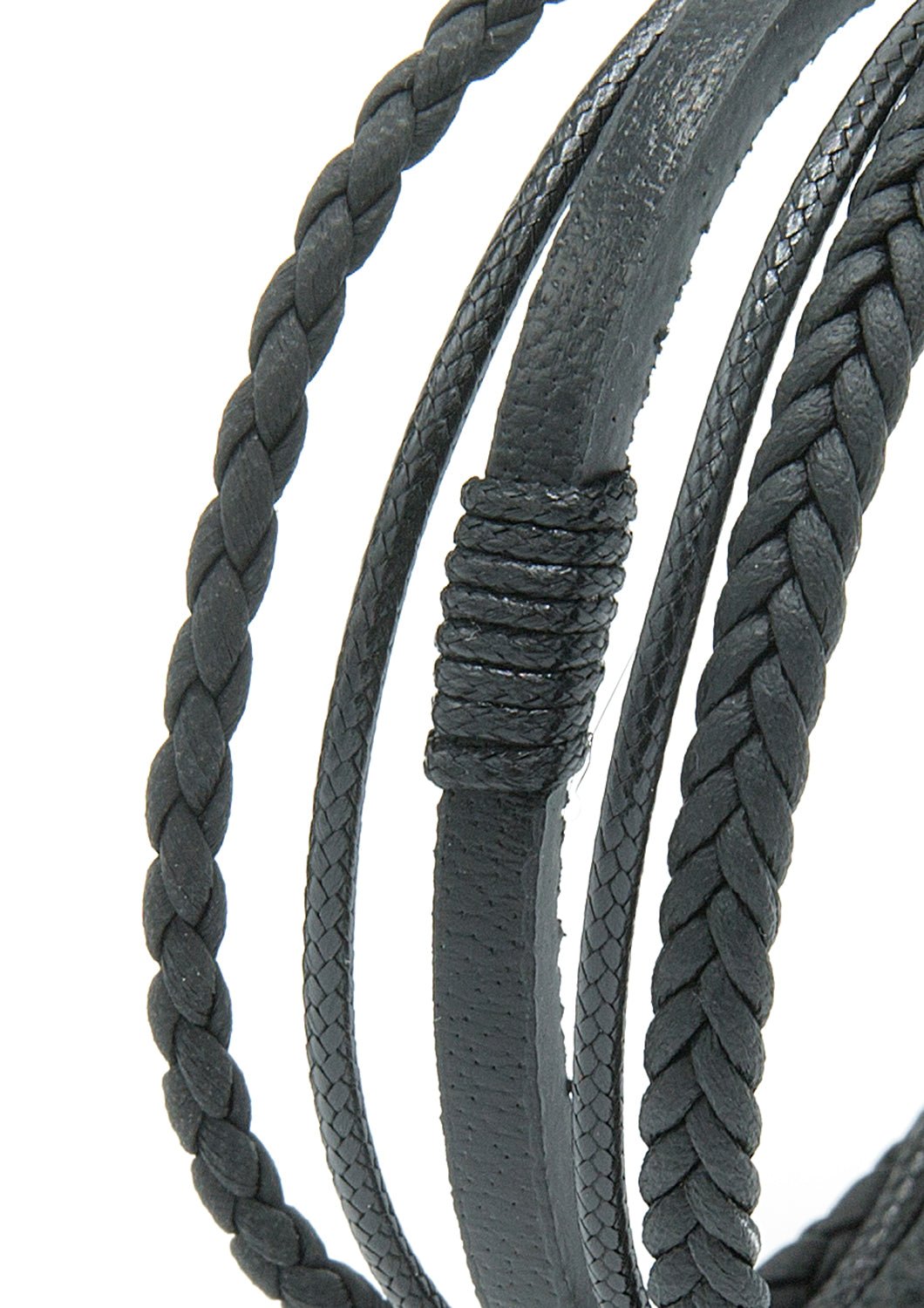 15mm Black Genuine Leather Braided Bracelet Fathers Day Anniversary Gift - Ozzell London