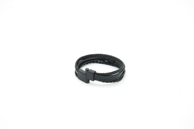 15mm Black Genuine Leather Braided Bracelet Fathers Day Anniversary Gift - Ozzell London