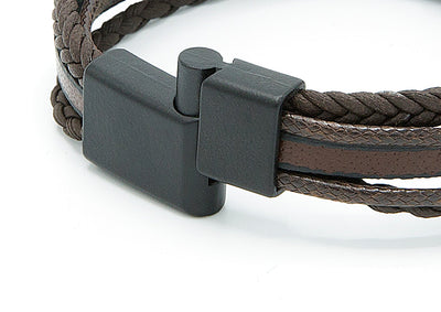 15mm Sleek Genuine Leather Braided Bracelet Fathers Day Anniversary Gift - Ozzell London