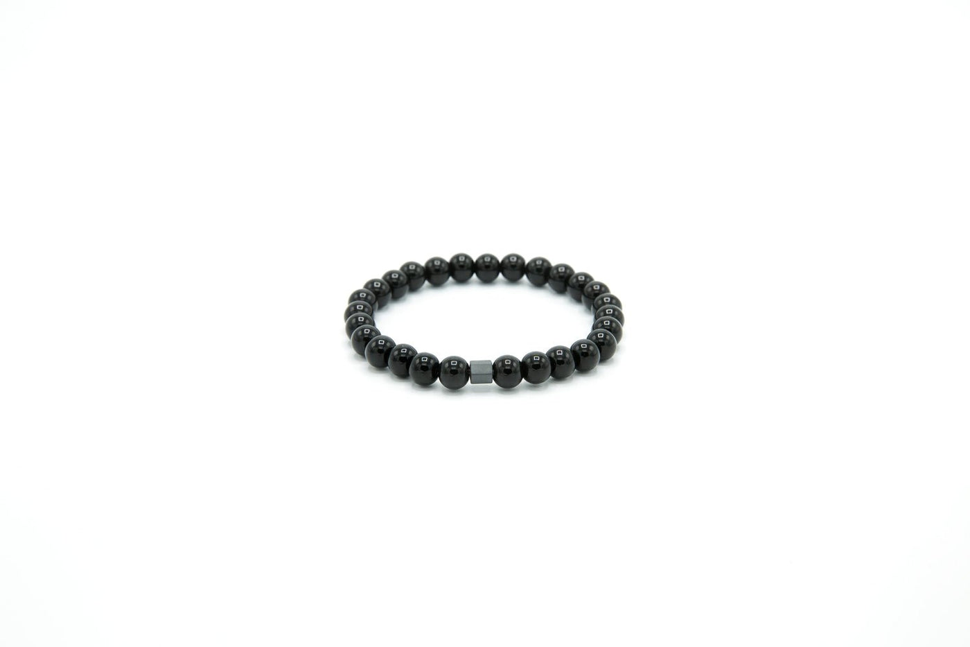 Black Hematite Elastic Beaded Bracelet - Ozzell London