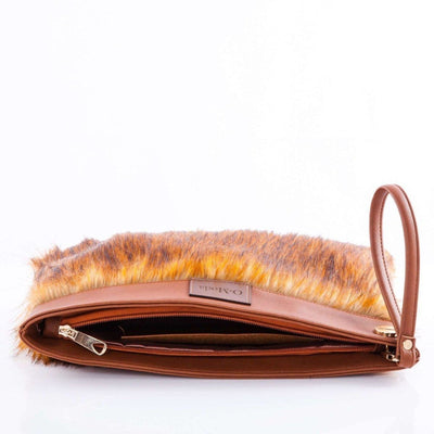 Faux Leather & Fur Evening Clutch Bag - Ozzell London