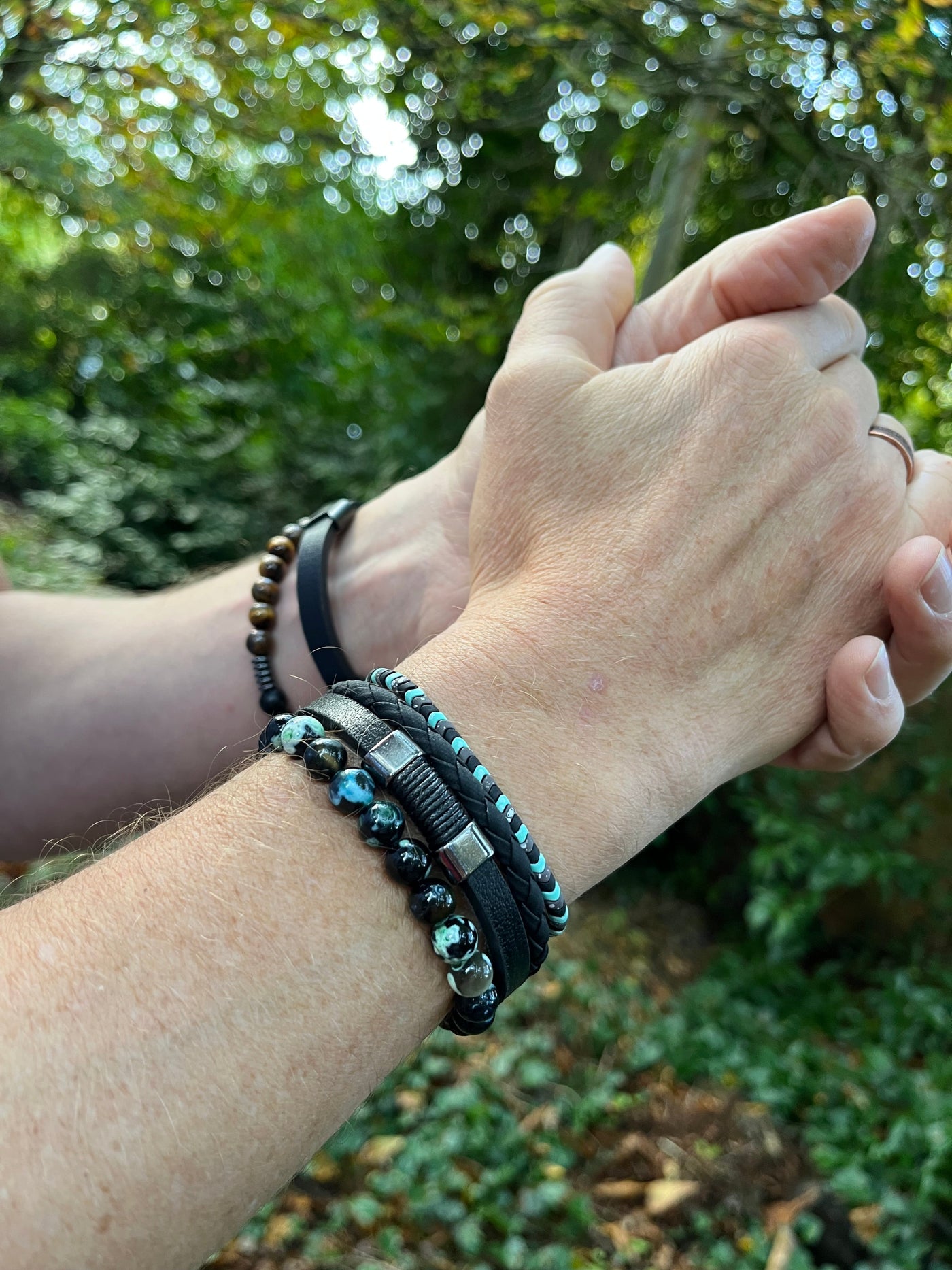 Set of Bracelets with Gemstone Hematite Beaded Bracelet and