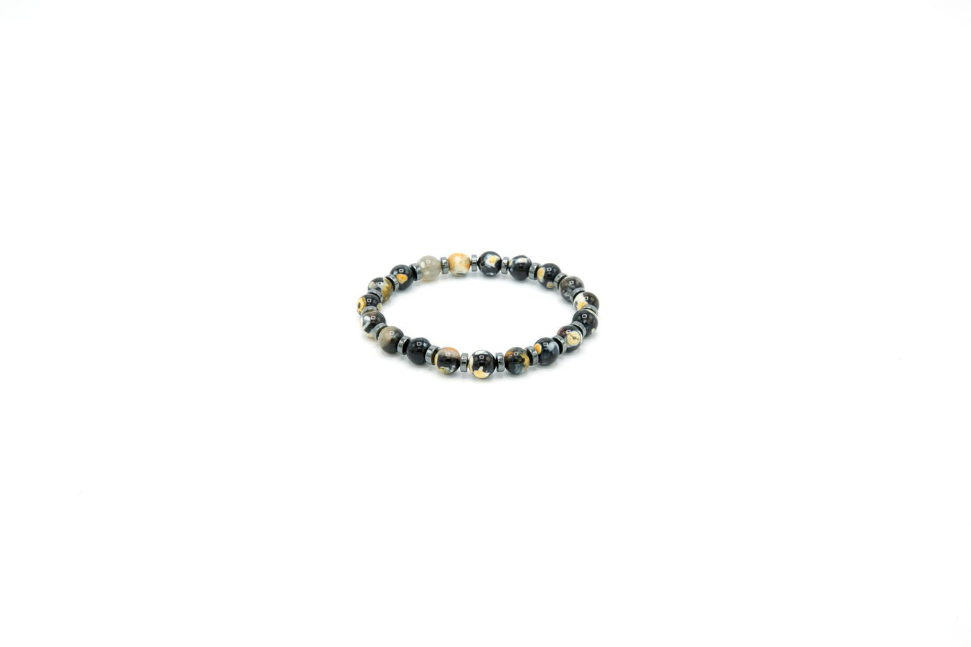 Men’s Natural Stone Beaded Bracelet, Gemstone Hematite Beaded Bracelet,  Ozzell London Men's Jewellery