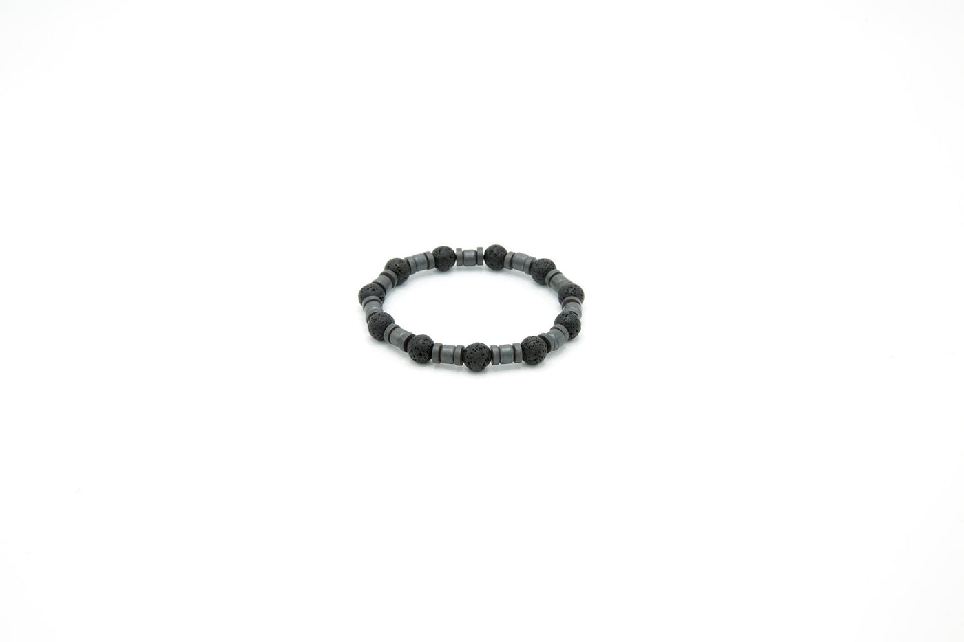 Men’s Natural Stone Beaded Bracelet, Set of 3 Bracelets with Gemstone Hematite Beaded Bracelet, Lava Stone Bracelet, Leather Bracelet - Ozzell London